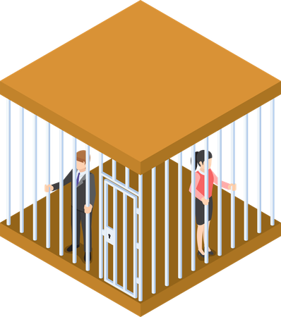 Business people trapped in the cage  Illustration