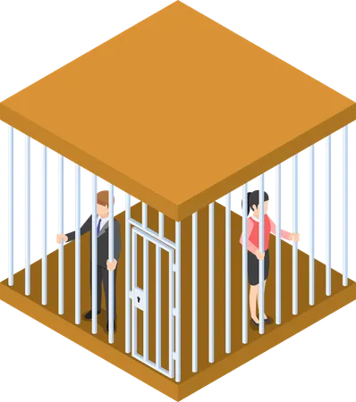 Business people trapped in the cage  Illustration