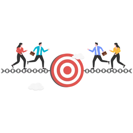 Business people trying to catch targets  Illustration