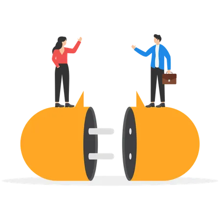 Business people trying to charge battery  Illustration