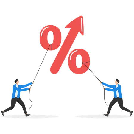 Business people trying to hold percent symbols  Illustration