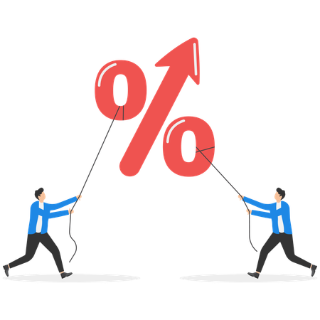 Business people trying to hold percent symbols  Illustration