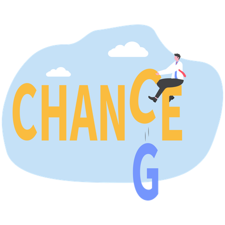 Business people turning word change to chance  Illustration