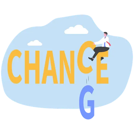Business people turning word change to chance  Illustration