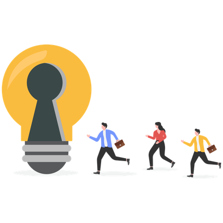 Business people Unlock new business idea  Illustration