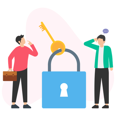 Business people unlocking business lock  Illustration