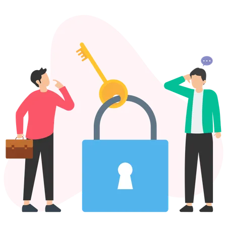 Business people unlocking business lock  Illustration