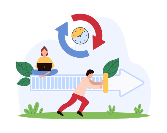 Business people updating software  Illustration