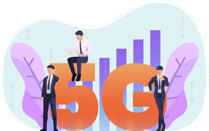 Business people use 5G internet  Illustration