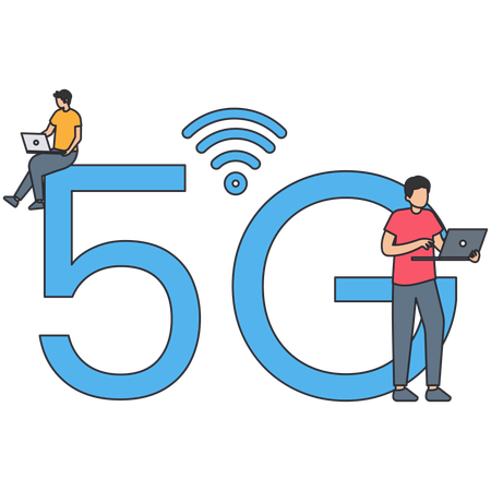 5g 기술을 사용하는 사업가들  일러스트레이션