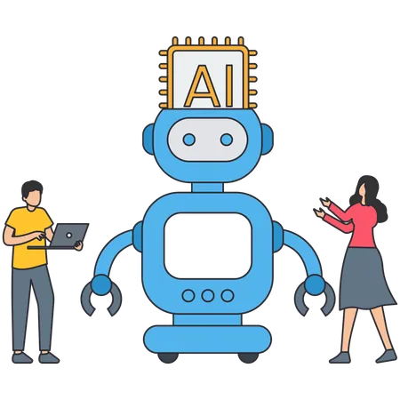 Business people using ai bot  Illustration