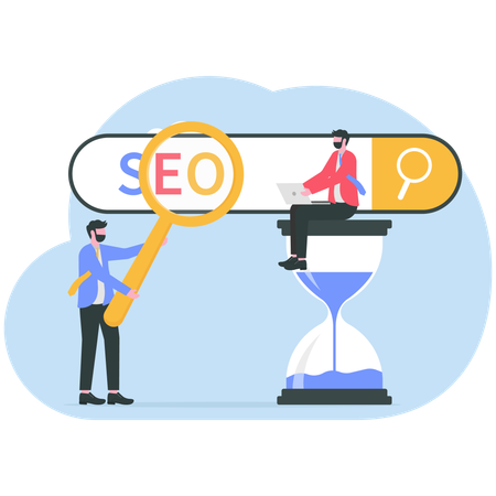Business people using magnifying glass for searching  Illustration