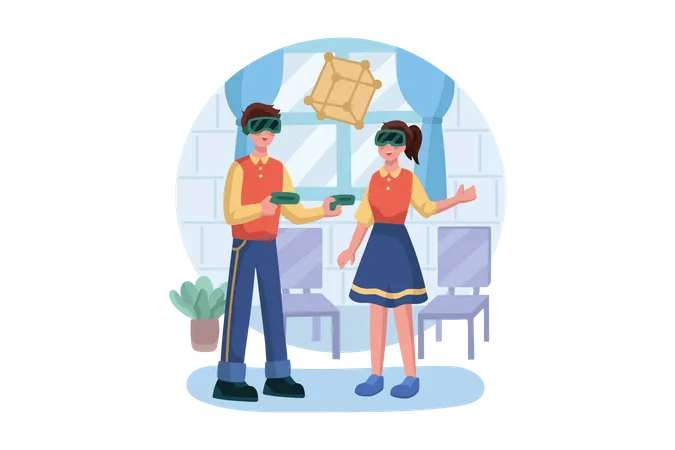 Business people using VR tech  Illustration
