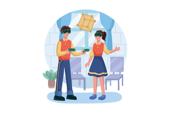 Business people using VR tech  Illustration