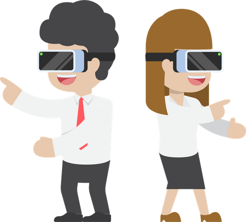 Business people using VR technology Illustration