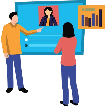 Business people viewing profile details Illustration
