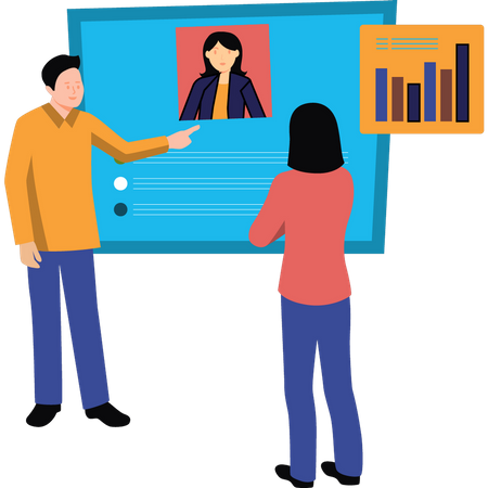 Business people viewing profile details  Illustration