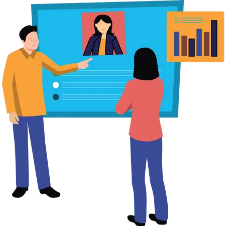 Business people viewing profile details  Illustration