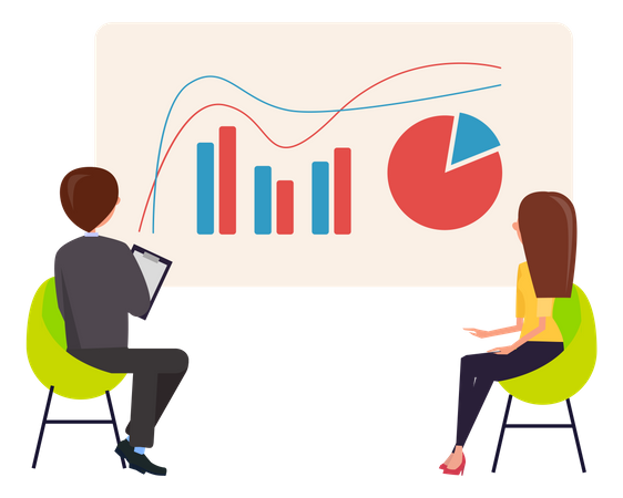 Business people watching data analytics  Illustration