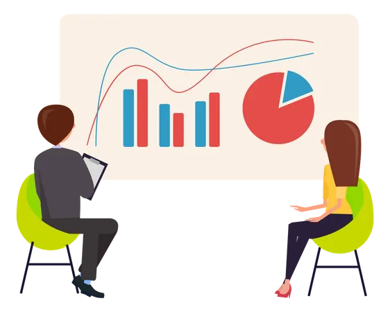 Business people watching data analytics  Illustration