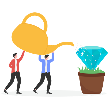 Business people watering Gemstone  Illustration