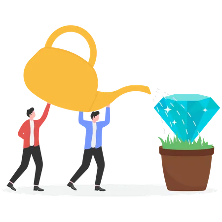 Business people watering Gemstone  Illustration