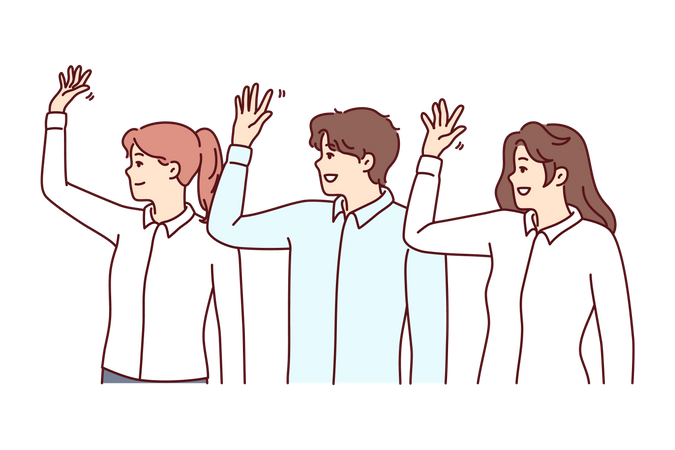 Business people waving hands  Illustration