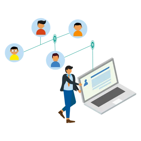 Business people with a network  Illustration