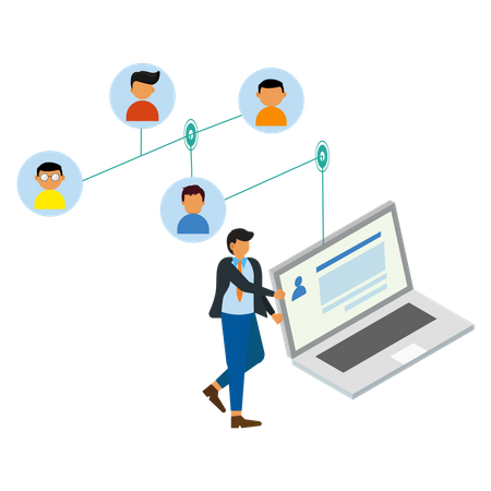 Business people with a network  Illustration