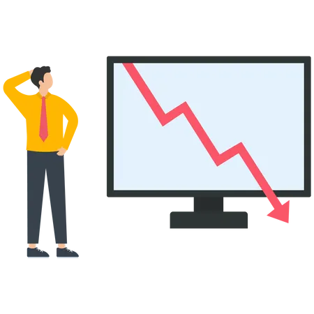 Business people with a stock market graph go down  Illustration