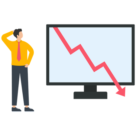 Business people with a stock market graph go down  Illustration