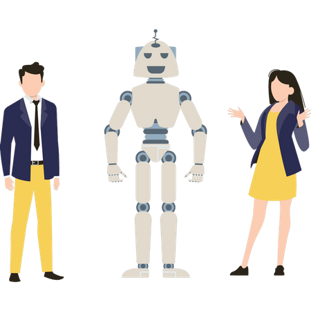 Business People with Ai Robot  Illustration