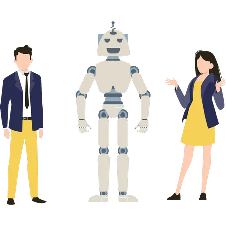 Business People with Ai Robot  Illustration