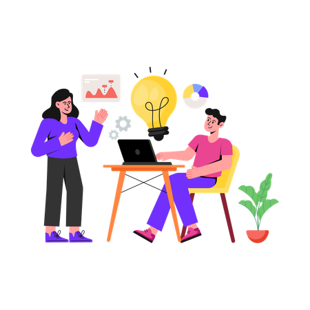 Business people with Business Idea Management  Illustration