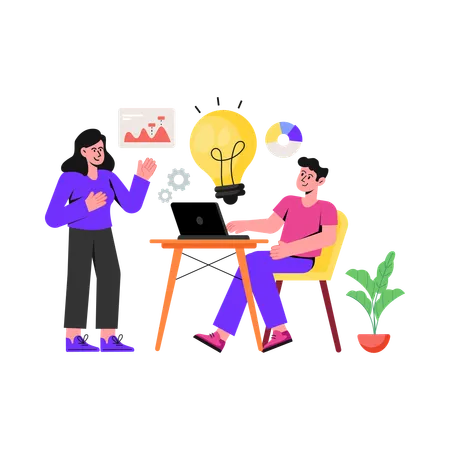 Business people with Business Idea Management  Illustration
