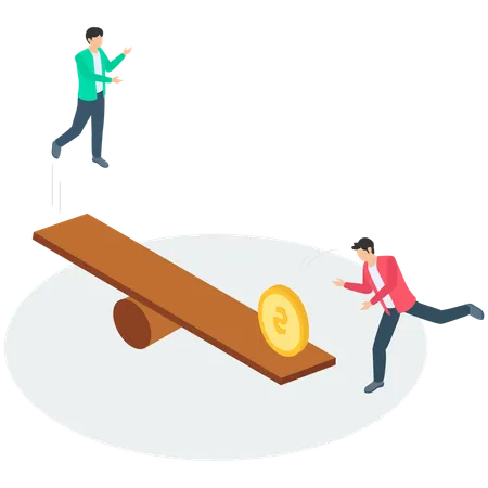 Business People with Business Effort  Illustration