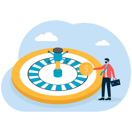 Business people with Financial Wheel of Fortune  Illustration