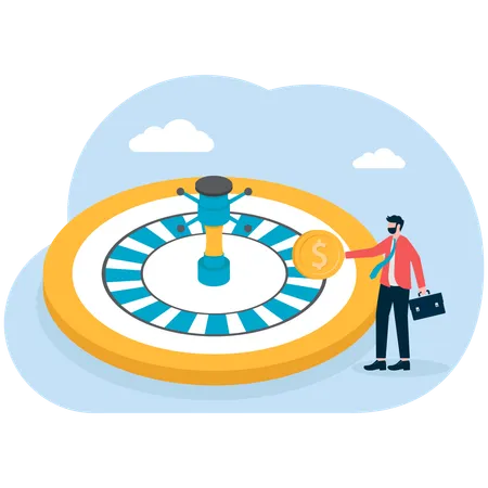 Business people with Financial Wheel of Fortune  Illustration