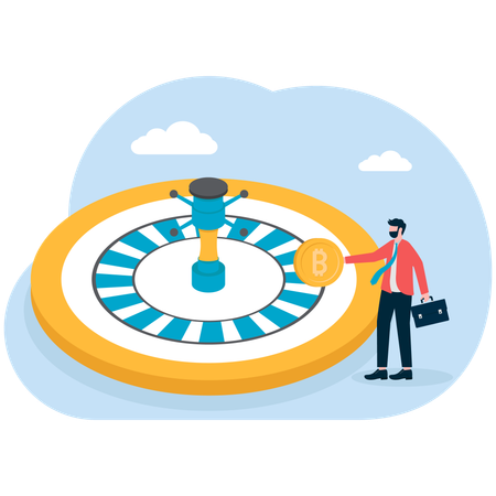 Business people with Financial Wheel of Fortune  Illustration