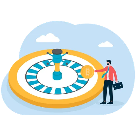 Business people with Financial Wheel of Fortune  Illustration