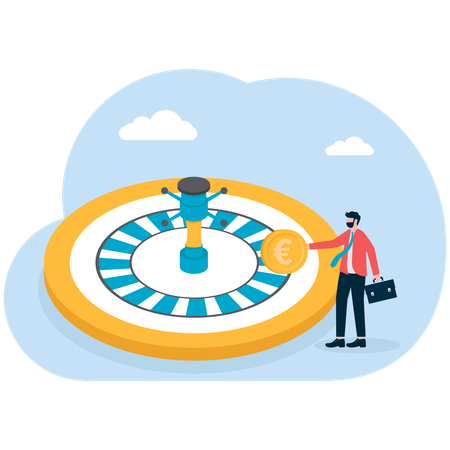 Business people with Financial Wheel of Fortune  Illustration