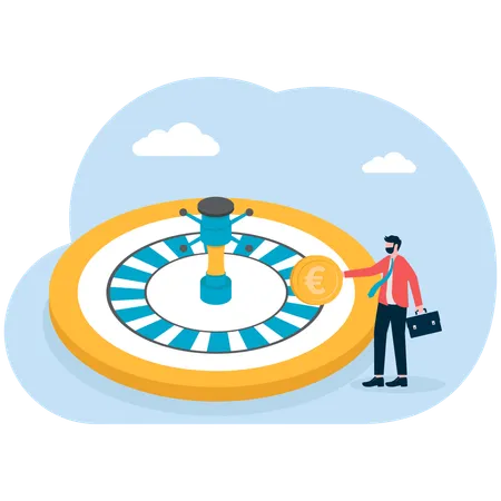 Business people with Financial Wheel of Fortune  Illustration