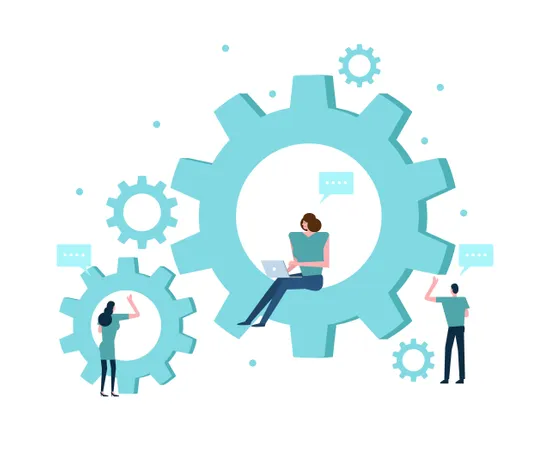 Business People with Gears  Illustration