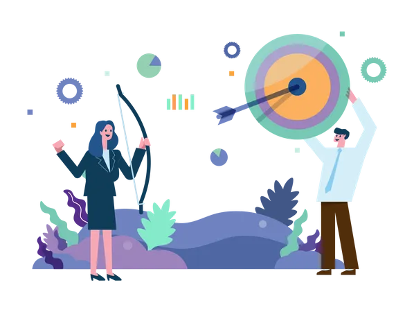 Business people with goal achievement  Illustration