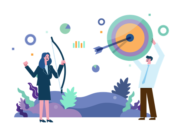 Business people with goal achievement  Illustration