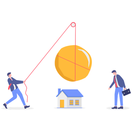 Business people with house debt  Illustration