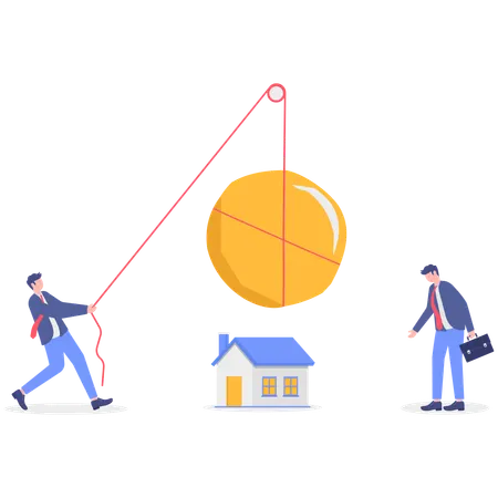 Business people with house debt  Illustration