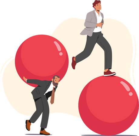 Business People with Huge Balls  Illustration