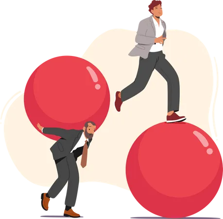 Business People with Huge Balls  Illustration