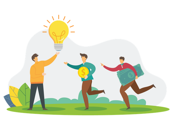 Business people with idea  Illustration